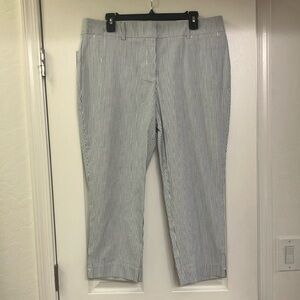 Ann Taylor Factory Striped Blue and White Curvy Crop Pants